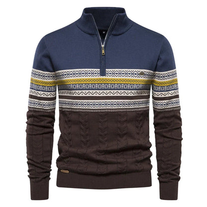 Kvinders Strikket Sweater Retro Mønster Halv Lynlås 7