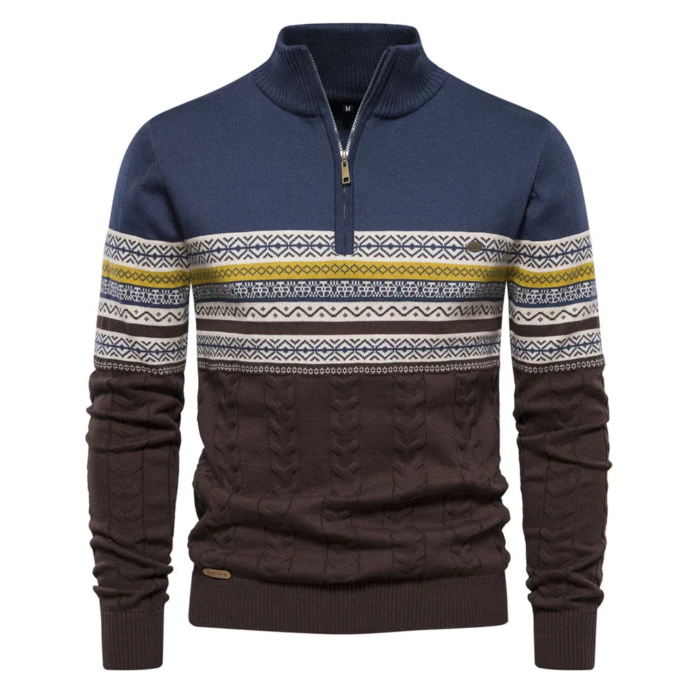 Kvinders Strikket Sweater Retro Mønster Halv Lynlås 7
