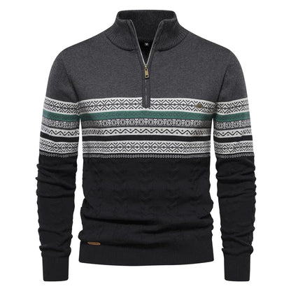 Kvinders Strikket Sweater Retro Mønster Halv Lynlås 8