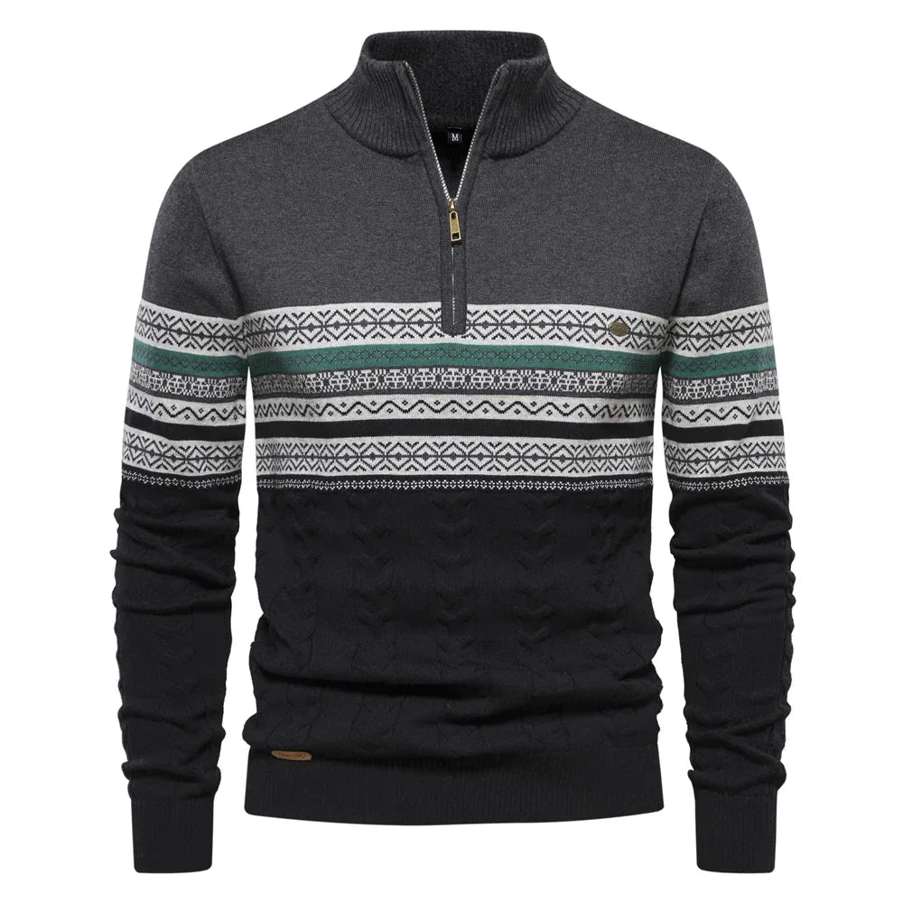 Kvinders Strikket Sweater Retro Mønster Halv Lynlås 8