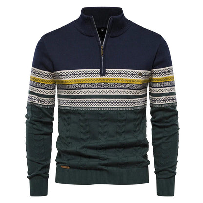 Kvinders Strikket Sweater Retro Mønster Halv Lynlås 9