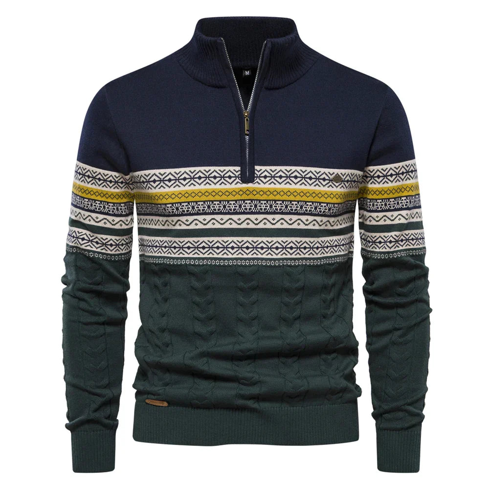 Kvinders Strikket Sweater Retro Mønster Halv Lynlås 9