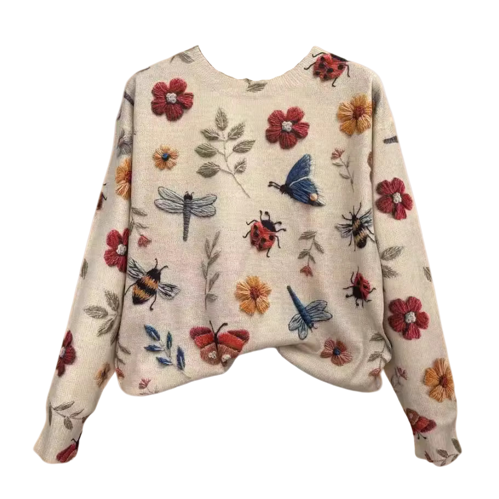 Kvinders Sweater Blomsterdesign Rummelig 0