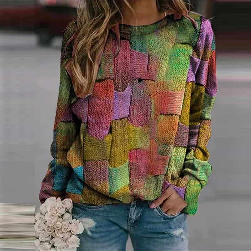 Kvinders Sweater Dristige Farver Modern Snit 3