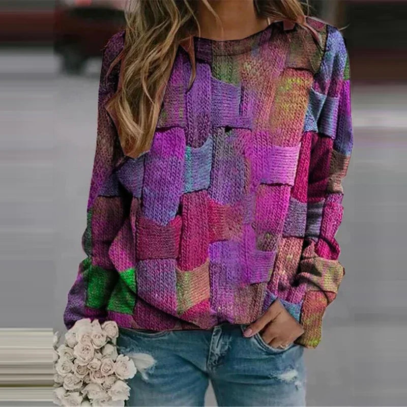Kvinders Sweater Dristige Farver Modern Snit 4