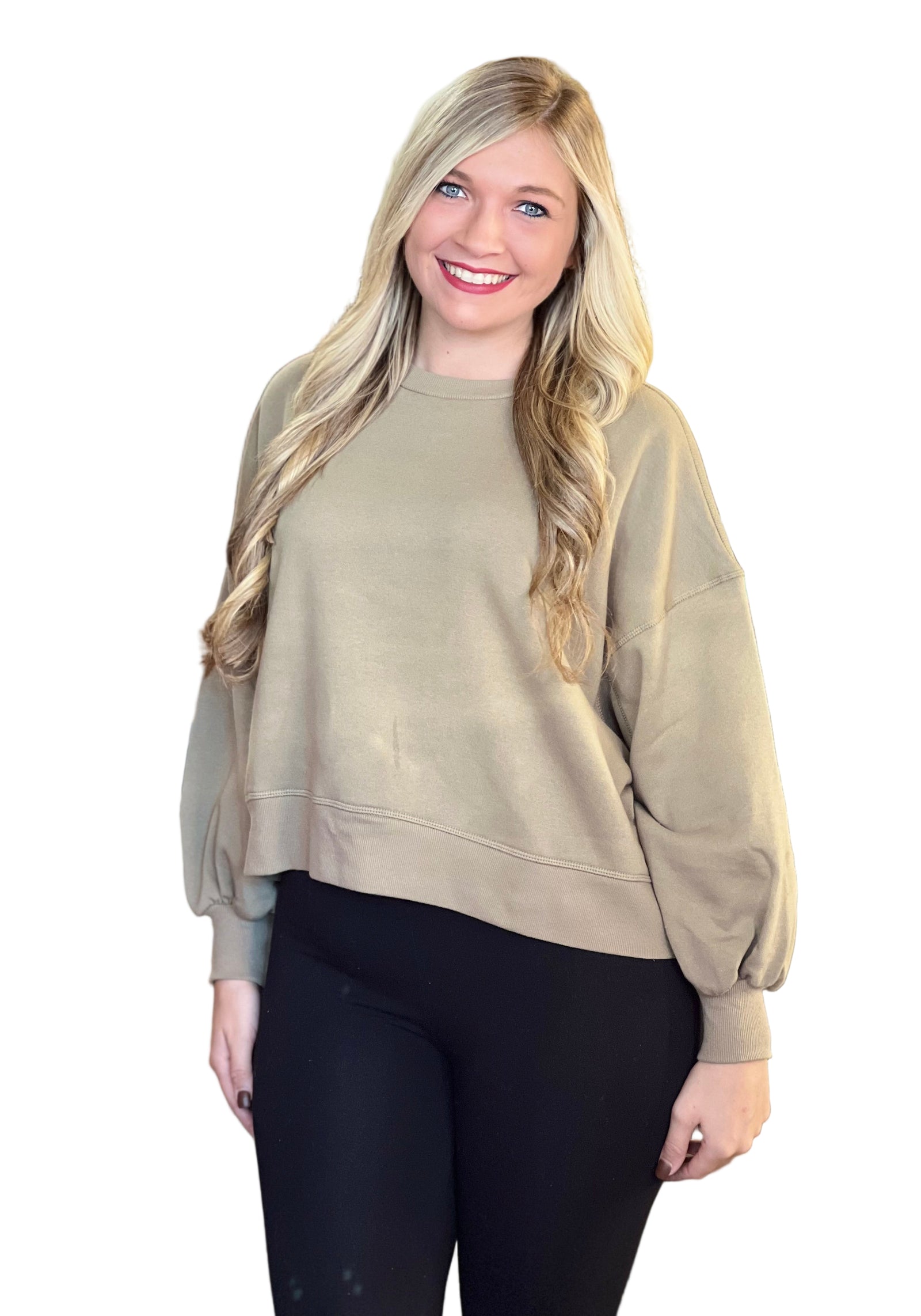 Kvinders Sweatshirt Drop Shoulder Ballonærmer 0