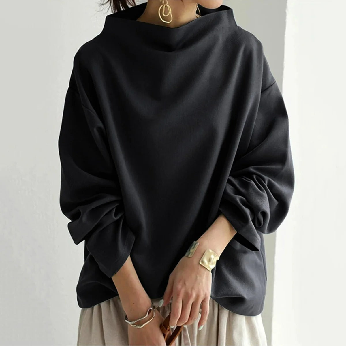 Kvinders Sweatshirt Rund Hals Afslappet Stil 1
