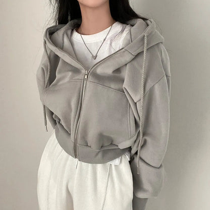 Kvinders Sweatshirt med Lynlås og Skrånende Skuldre 4