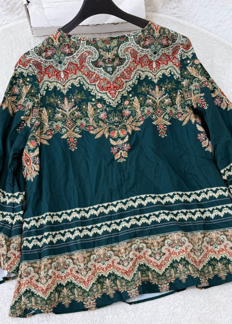 Kvinders T-shirt med O-hals og Flare ærmer Boheme Stil 2