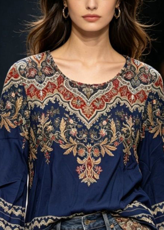 Kvinders T-shirt med O-hals og Flare ærmer Boheme Stil 3