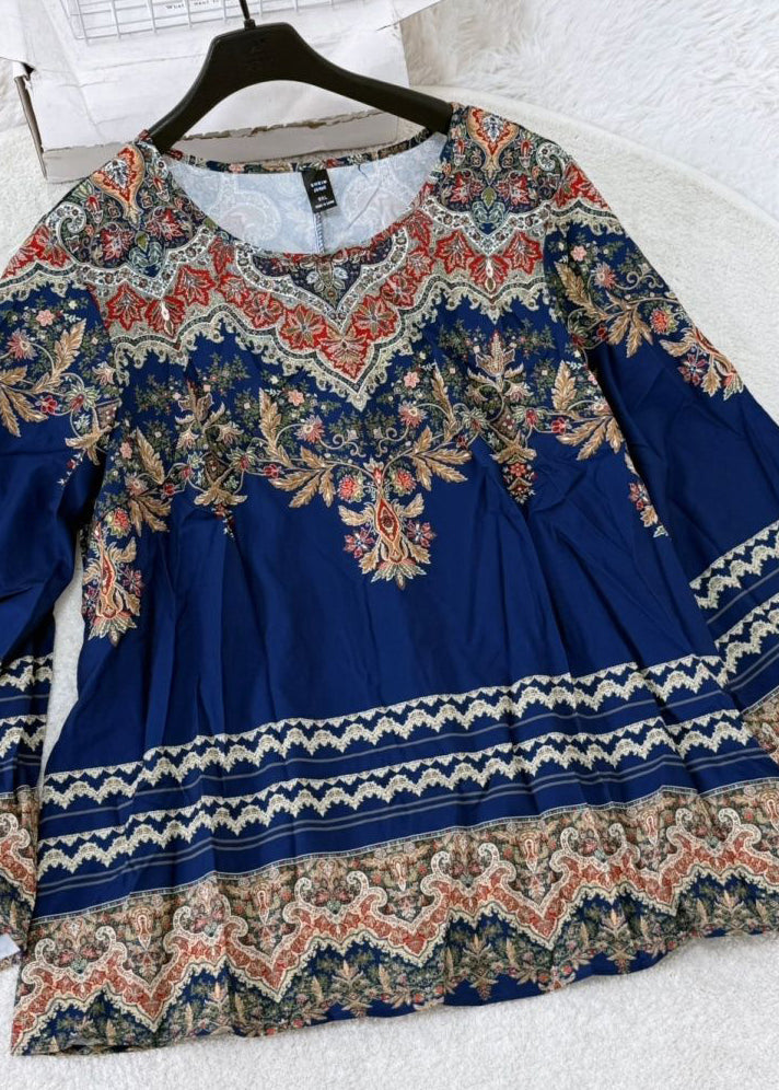 Kvinders T-shirt med O-hals og Flare ærmer Boheme Stil 4