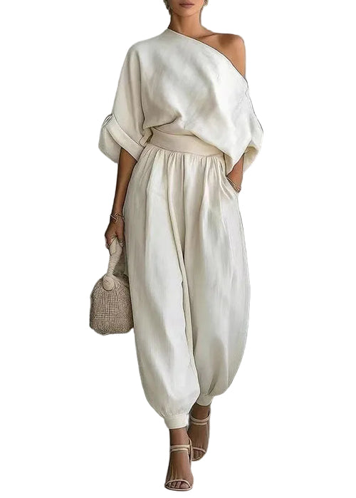 Kvinders To-delt Sæt Oversized One Shoulder Sommerstil 0