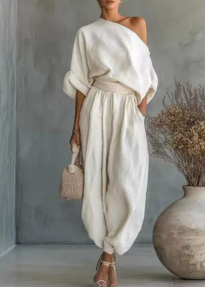 Kvinders To-delt Sæt Oversized One Shoulder Sommerstil 1