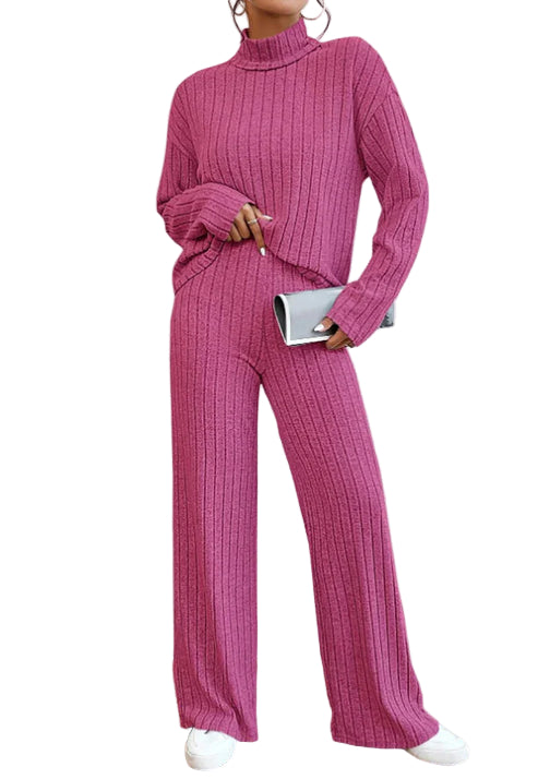 Kvinders To-delt Sæt Rullekrave Casual Style 0