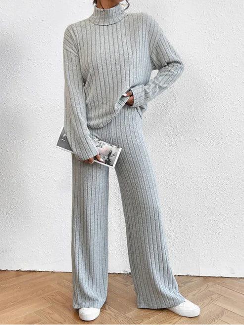 Kvinders To-delt Sæt Rullekrave Casual Style 12
