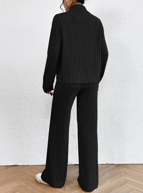 Kvinders To-delt Sæt Rullekrave Casual Style 5