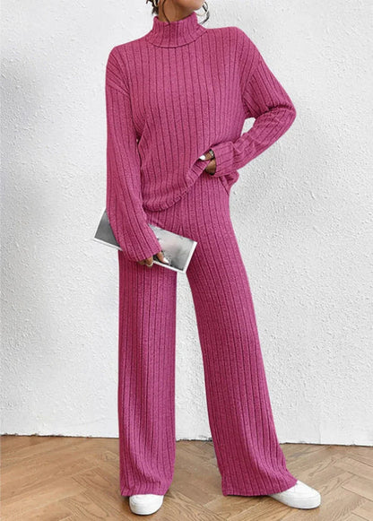 Kvinders To-delt Sæt Rullekrave Casual Style 7