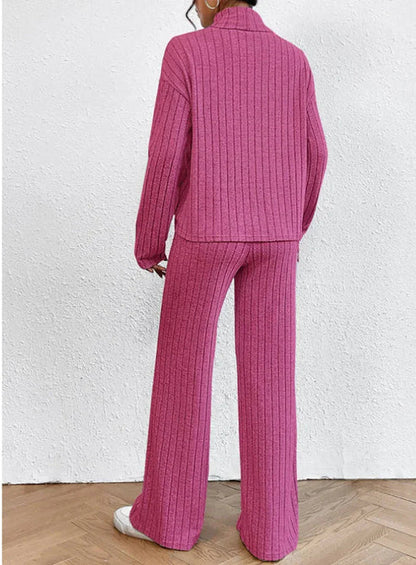 Kvinders To-delt Sæt Rullekrave Casual Style 8