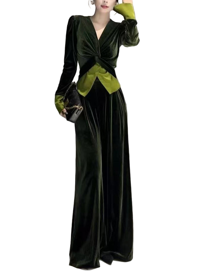 Kvinders To Stykker Sæt V-Hals Løs Pasform 0