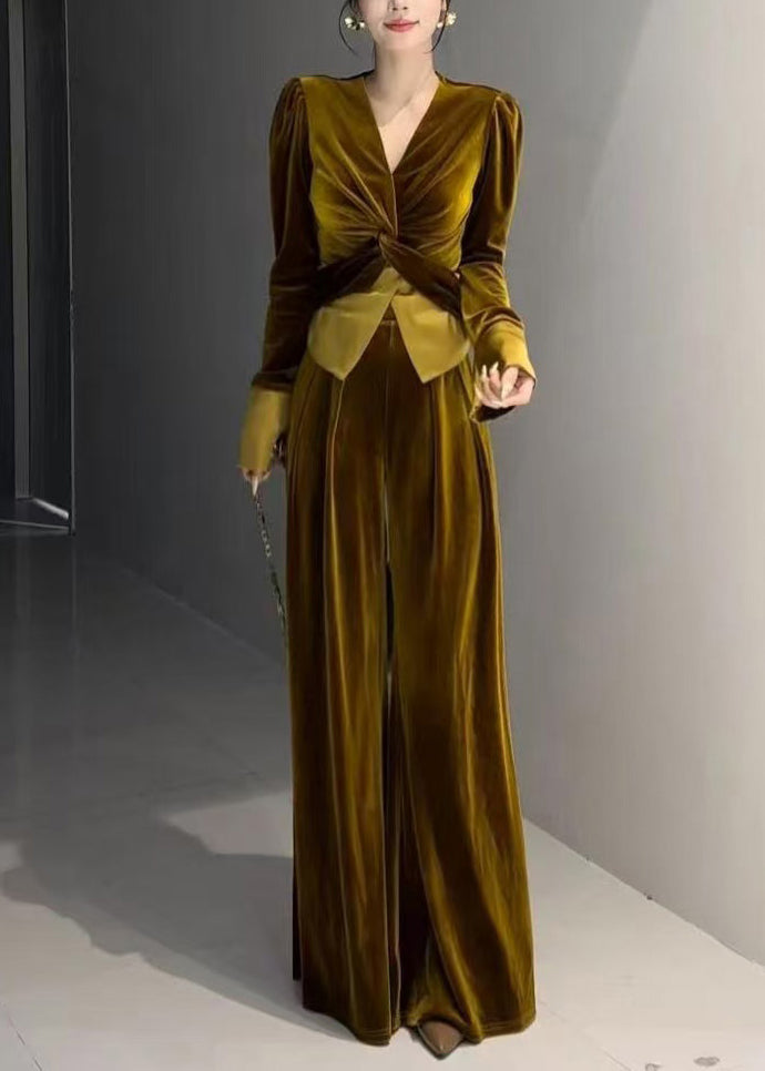 Kvinders To Stykker Sæt V-Hals Løs Pasform 1