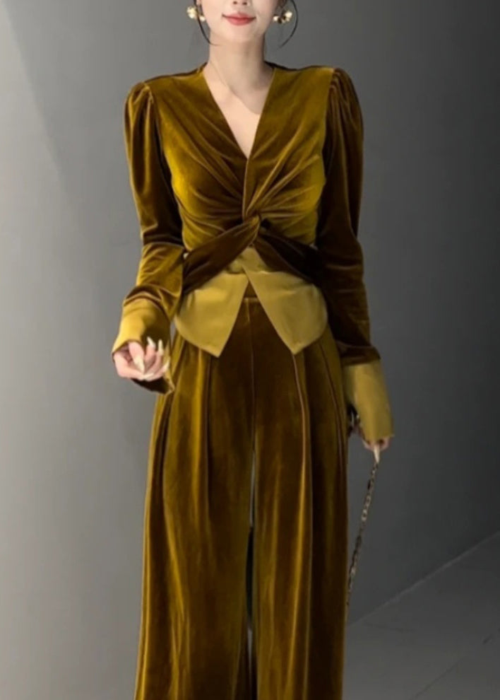 Kvinders To Stykker Sæt V-Hals Løs Pasform 3