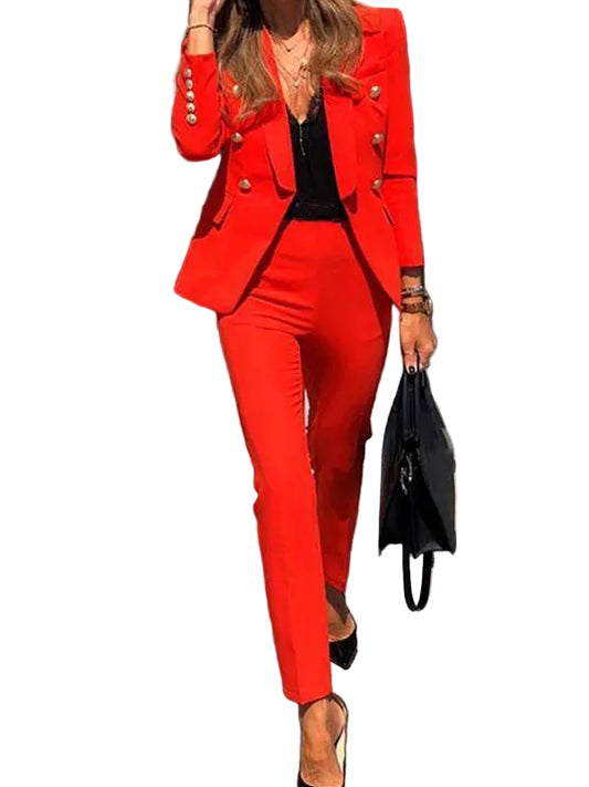 Kvinders Todelt Blazer og Bukser Sæt 0