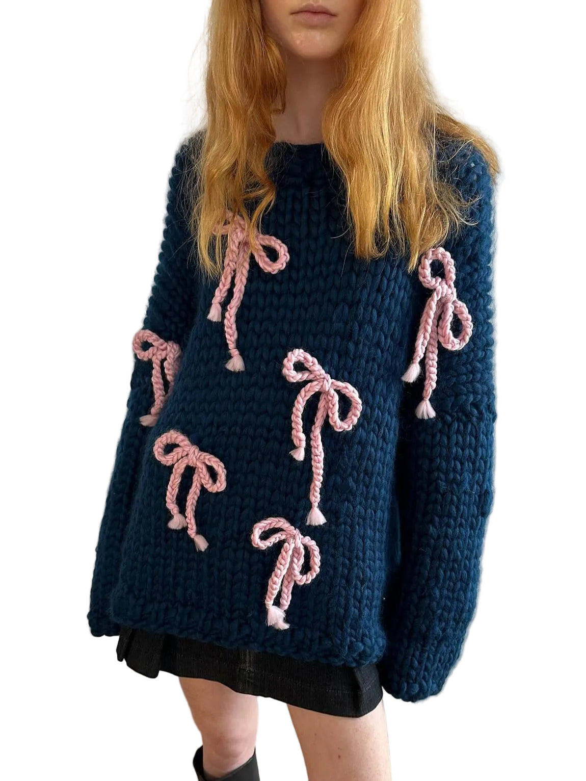 Kvinders Trøje Rund Hals med Sløjfedetalje Casual 0