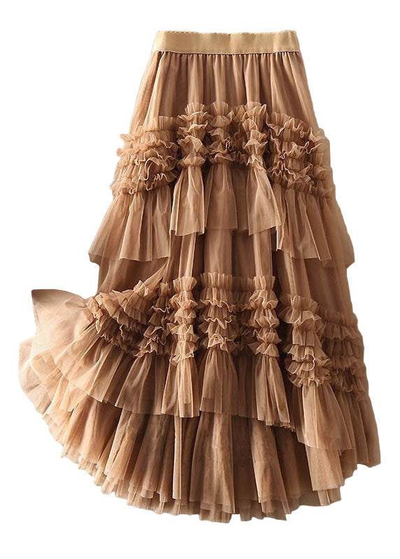 Kvinders Tulle Lagdelt Nederdel med Asymmetrisk Design 0