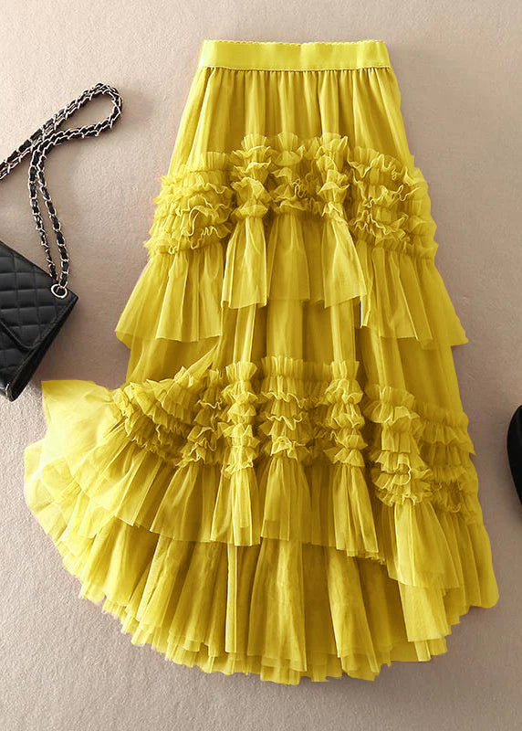 Kvinders Tulle Lagdelt Nederdel med Asymmetrisk Design 6