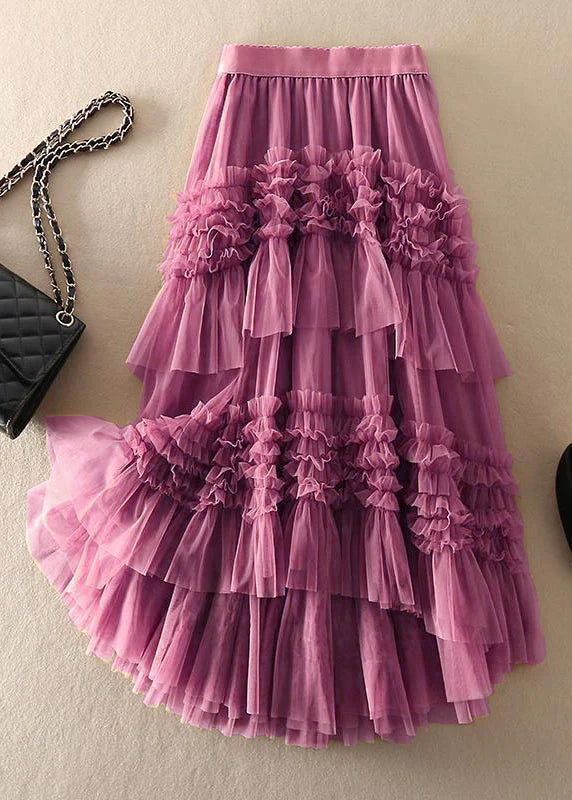 Kvinders Tulle Lagdelt Nederdel med Asymmetrisk Design 8