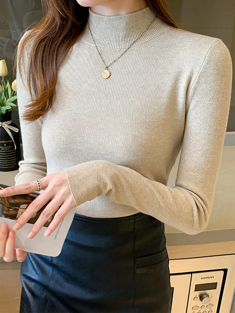 Kvinders Turtleneck Pullover Strikket Materiale 13