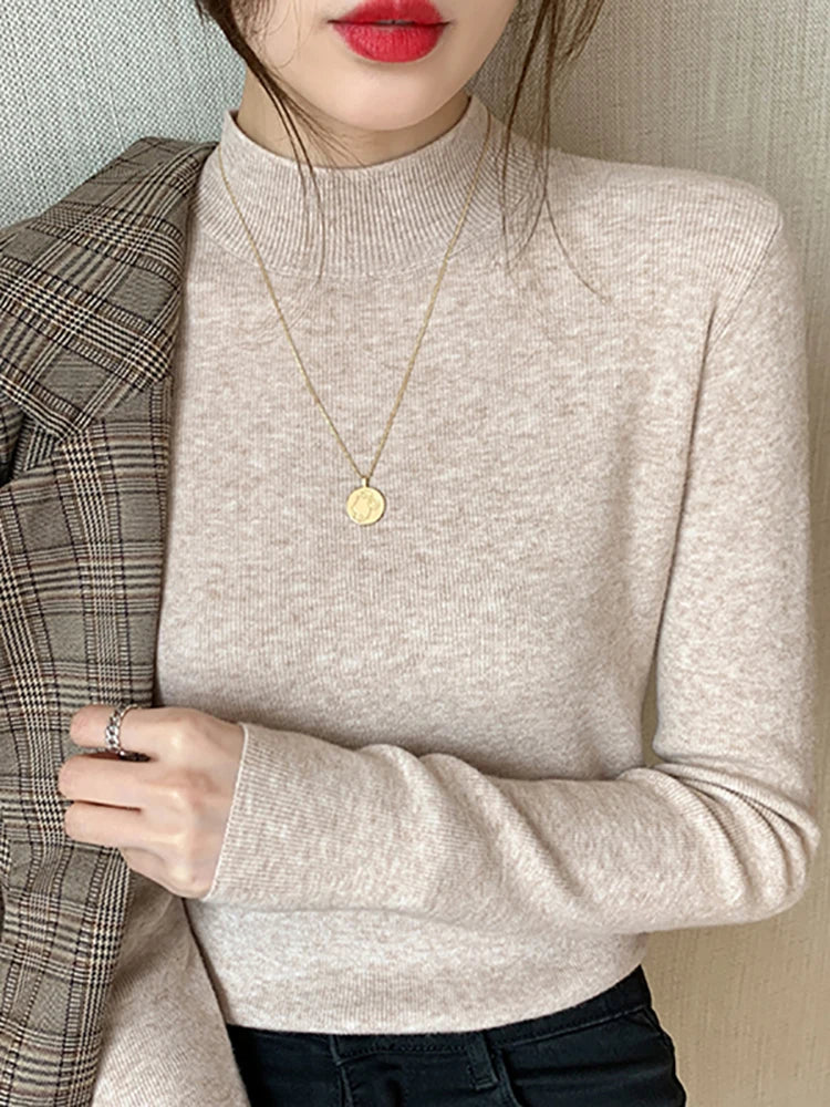 Kvinders Turtleneck Pullover Strikket Materiale 1