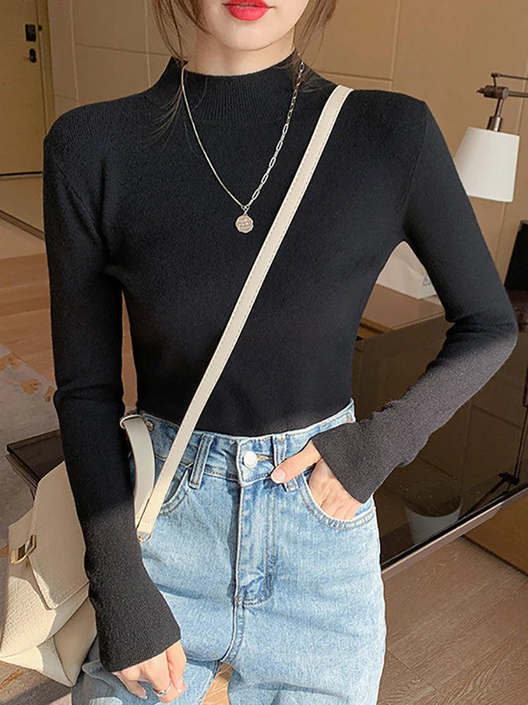 Kvinders Turtleneck Pullover Strikket Materiale 4