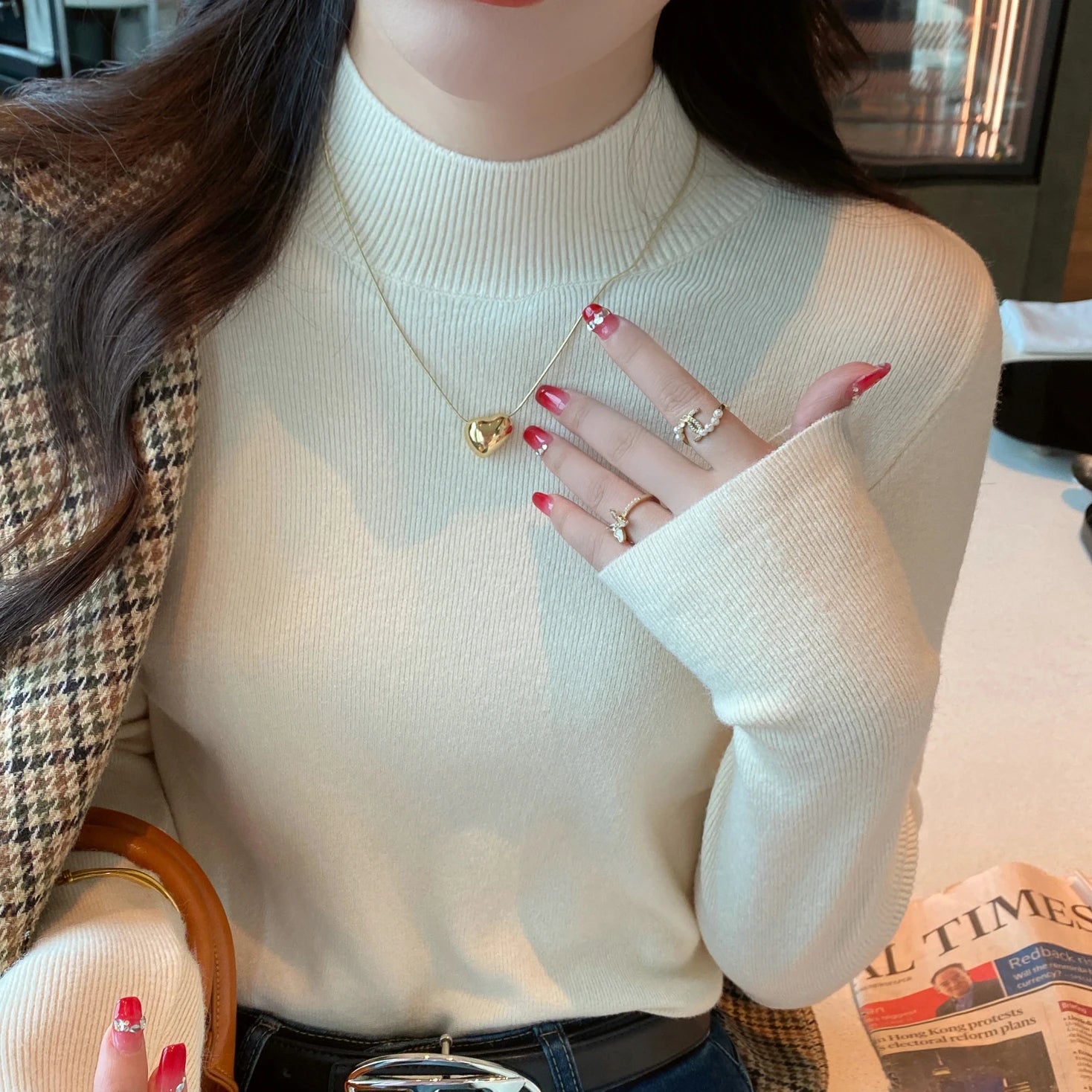 Kvinders Turtleneck Pullover Strikket Materiale 6