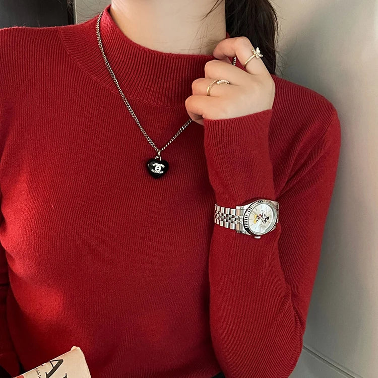 Kvinders Turtleneck Pullover Strikket Materiale 8