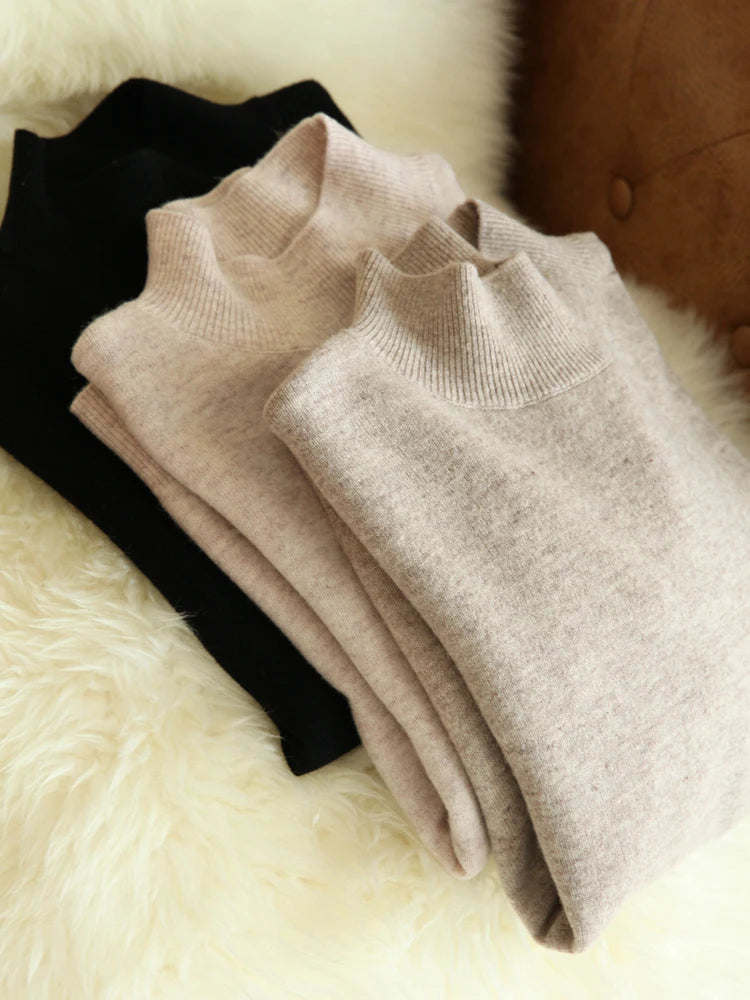 Kvinders Turtleneck Pullover Strikket Sweater til Efterår Vinter 0