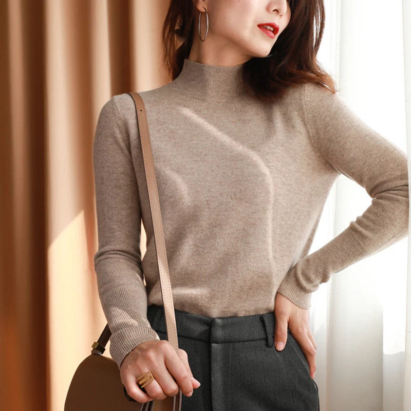 Kvinders Turtleneck Pullover Strikket Sweater til Efterår Vinter 11