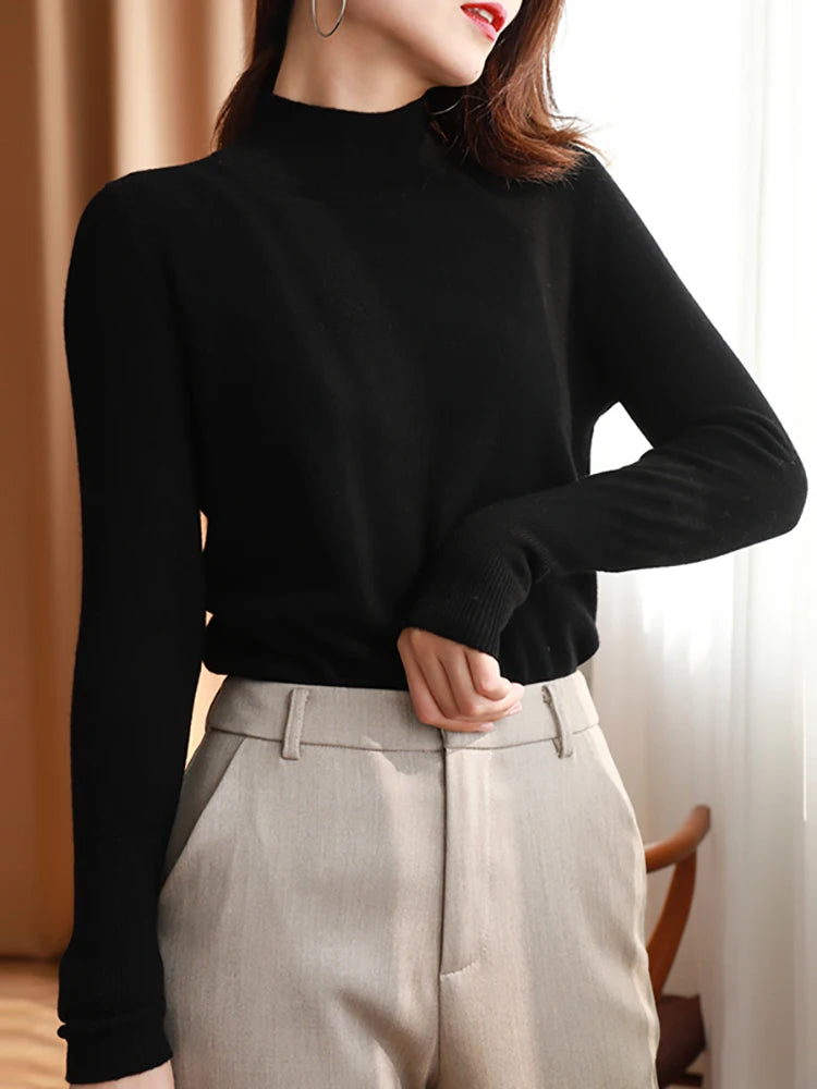 Kvinders Turtleneck Pullover Strikket Sweater til Efterår Vinter 2
