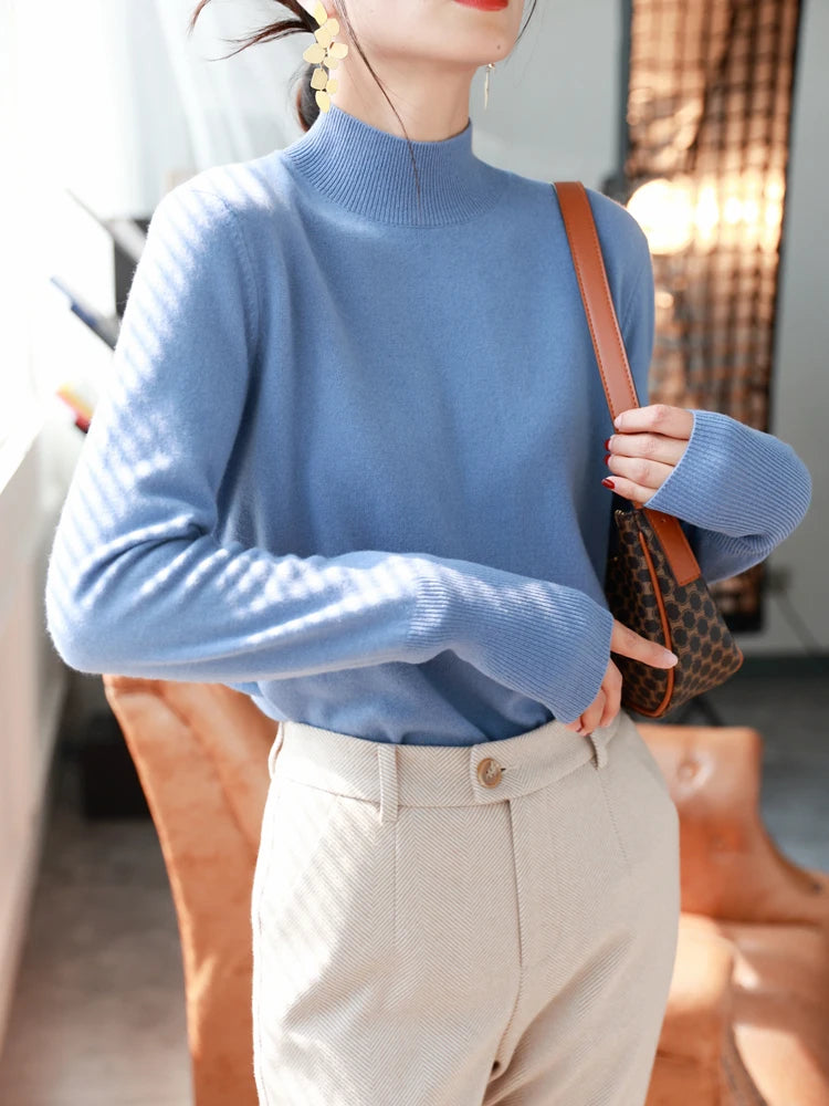 Kvinders Turtleneck Pullover Strikket Sweater til Efterår Vinter 5