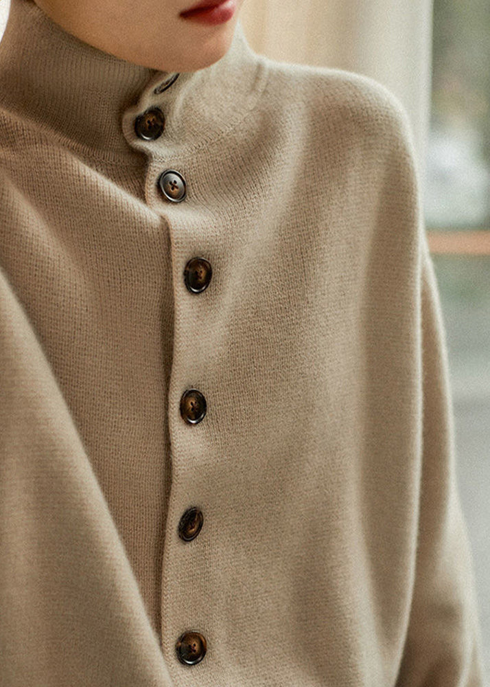 Kvinders Turtleneck Strik Sweater med Knapper 2
