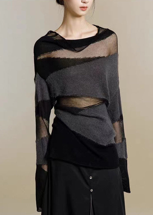 Kvinders Turtleneck Strik Sweater med Tulle Patchwork 2