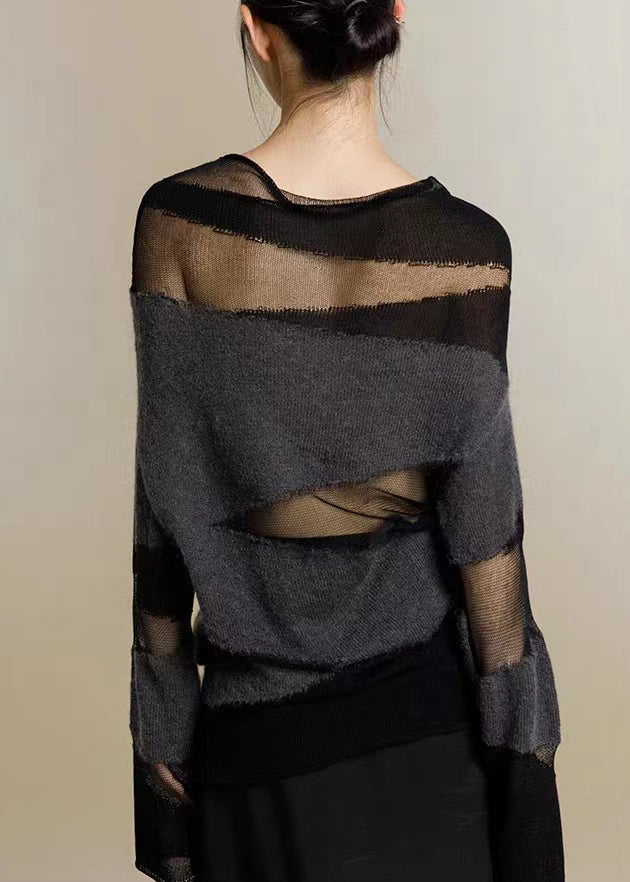 Kvinders Turtleneck Strik Sweater med Tulle Patchwork 4