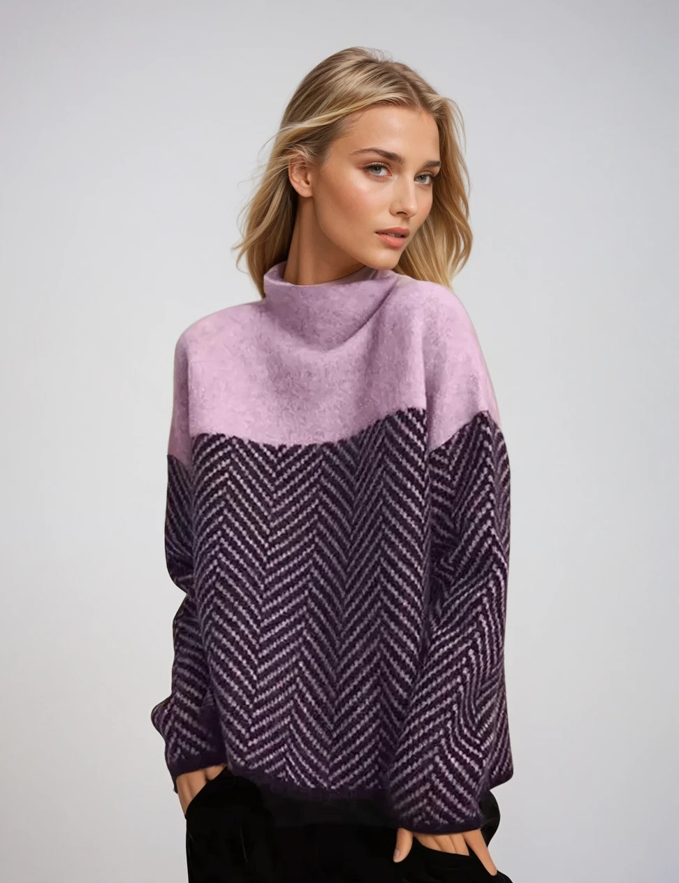 Kvinders Turtleneck Sweater Mønstret Blød Materiale 2