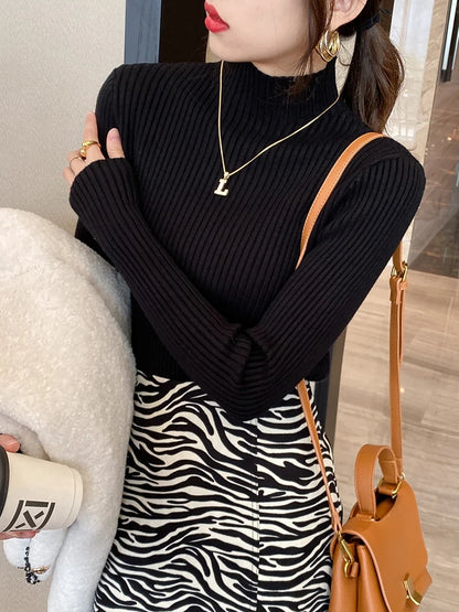 Kvinders Turtleneck Sweater Strikket Casual Langærmet Pullover 1