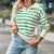 Kvinders V-Hals Sweater Stribet Åndbart Materiale 2