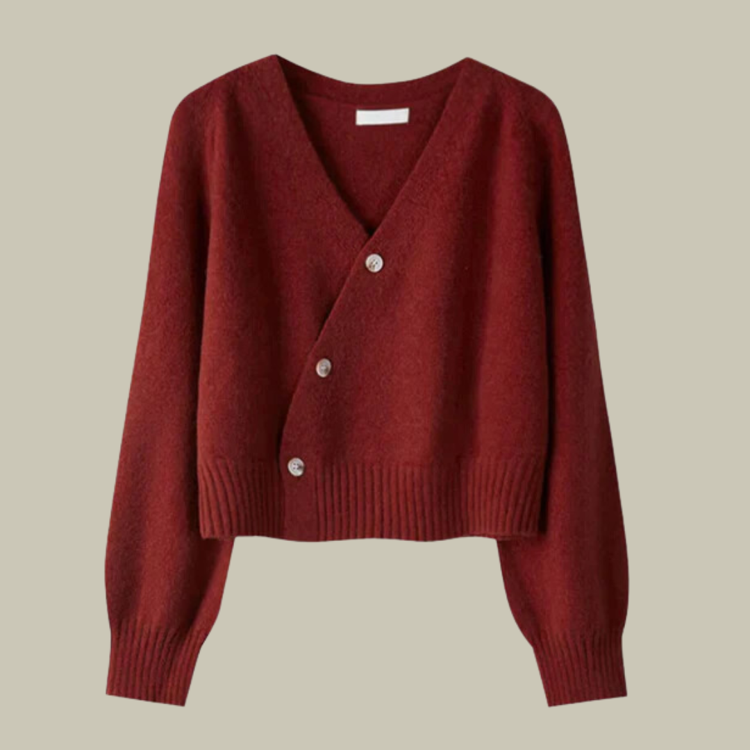 Kvinders V-hals Sweater med Krydsknapper 3