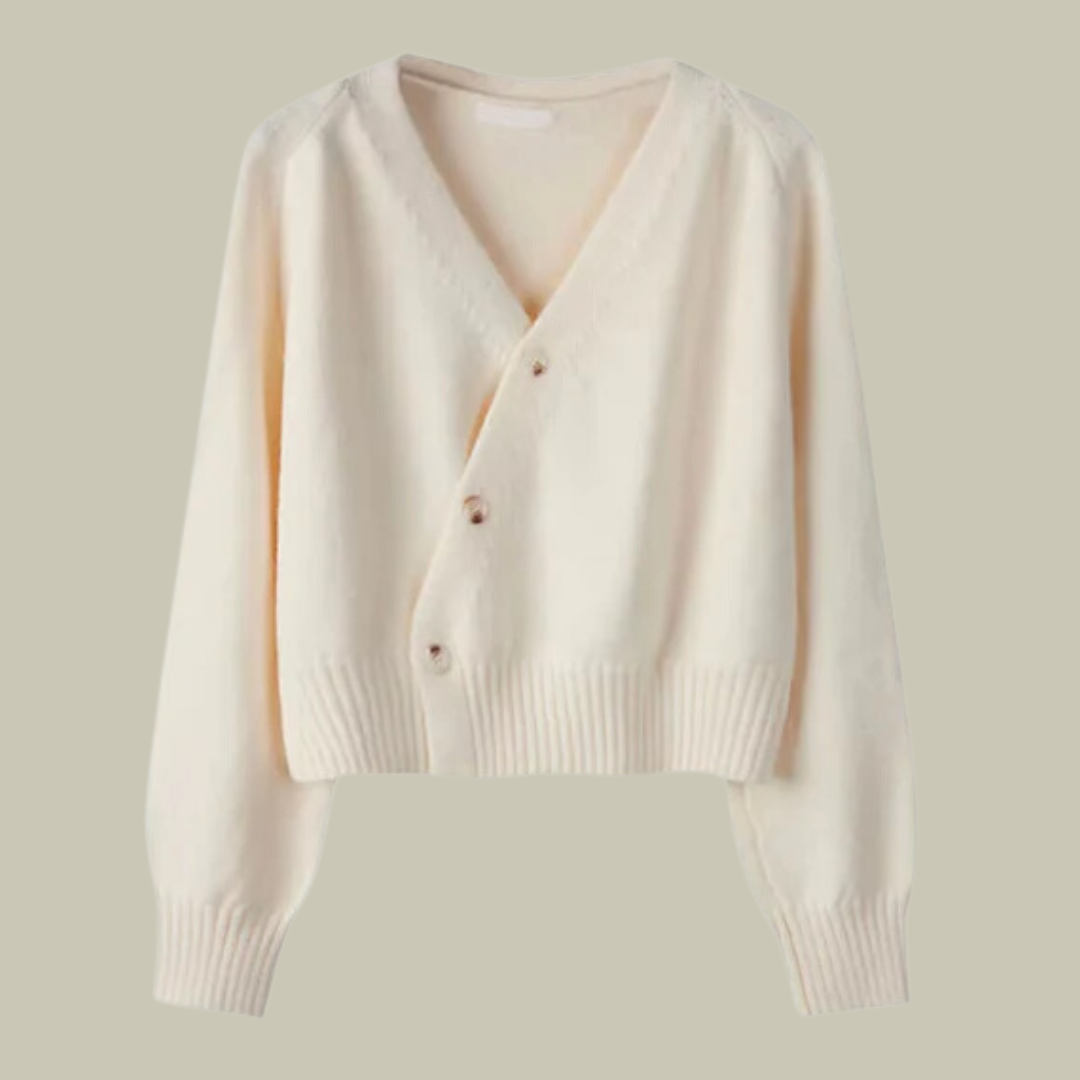 Kvinders V-hals Sweater med Krydsknapper 4