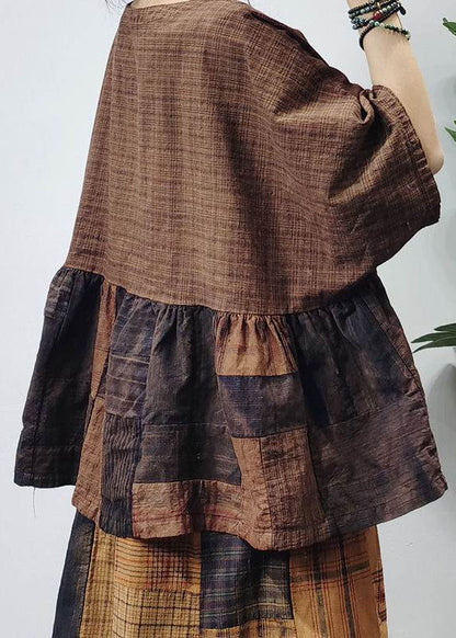Kvinders Vintage O-hals Rynket Skjorte 3