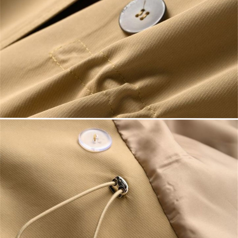 Kvinders Vintage Trench Coat Dobbeltbrystet Nylon-Blanding 3