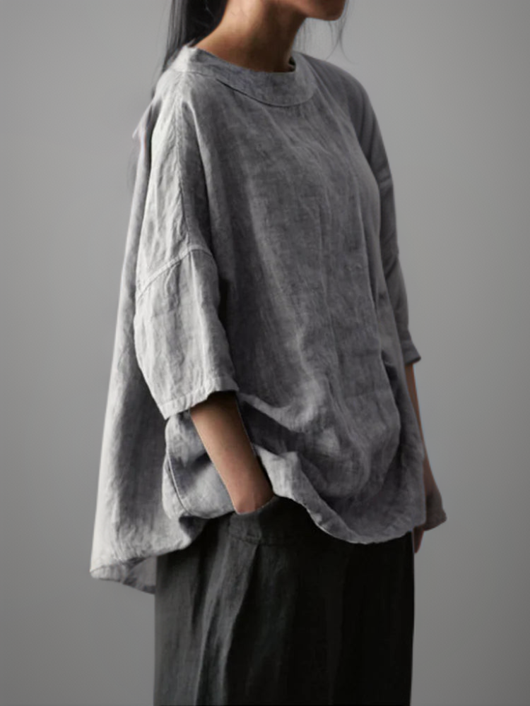 Kvinders Vintage Tunika Oversize med Bådhals 1